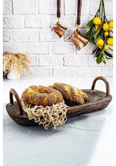 Bavola - Kulplu Tepsi Oval Küçük