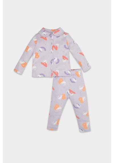 Defacto Kız Bebek Pijama Takım Desenli Uzun Kollu Üst Beli Lastikli Uzun Alt D5365A524WNPR305 Mor Defacto Kız Bebek Pijama Takım Desenli Uzun Kollu Üst Beli Lastikli Uzun Alt D5365A524WNPR305 Mor
