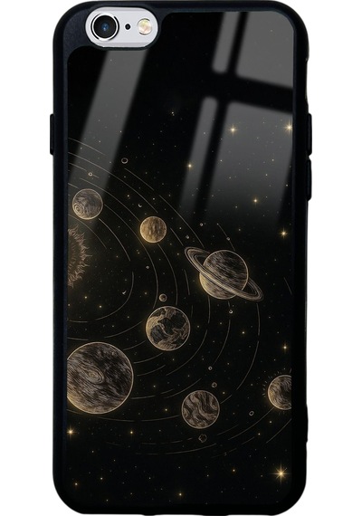 Apple Uyumlu iPhone 6s Golden Orrery Tasarımlı Glossy Telefon Kılıfı Çok Renkli