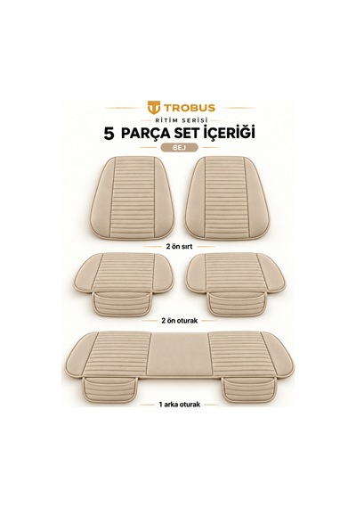 Trobus Ritim Nissan Qashqai 2007-2013 Baby Face 5'li Koltuk Minderi Bej