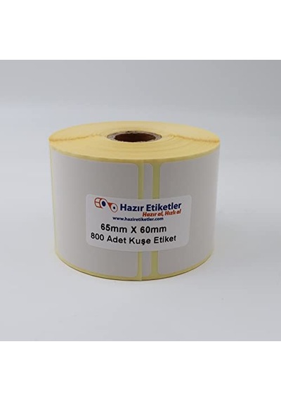 Al Hızlı Al Kuşe Etiket 65mm X 60mm Ruloda 800 Adet 40mm Çapında Baskısız Barkod Yazıcı Etiketi Diğer