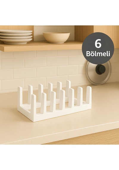 6 Bölmeli Tabak Tencere Kapağı Düzenleyici Plastik 20 X 20 Beyaz Tr Diğer