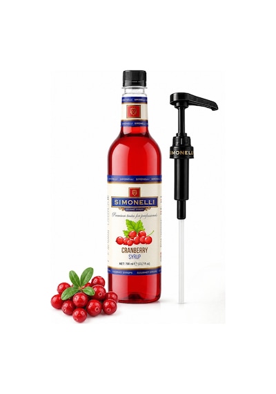 Simonelli Kızılcık Cranberry Aromalı Kahve ve Kokteyl Şurubu 700 ML + Pompa
