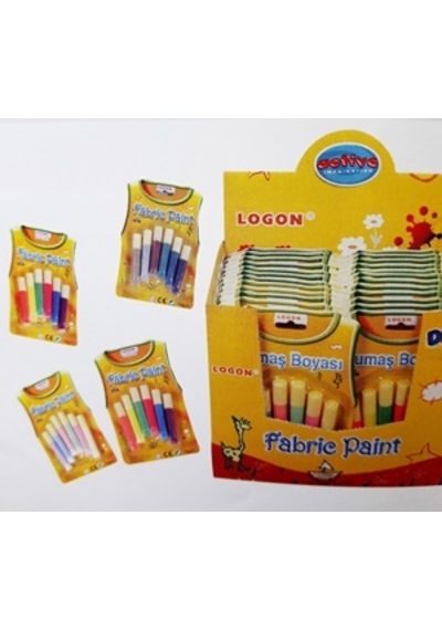 Logon Kumaş Boyası 6 Renk - 3 Paket Çok Renkli