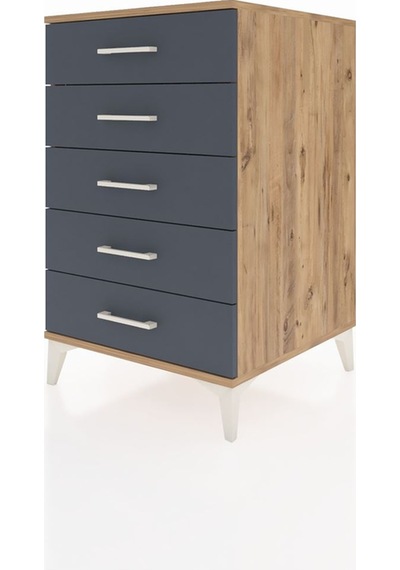 Kronos Komodin 5 Çekmeceli 60x59x96 Çam-antrasit Çam