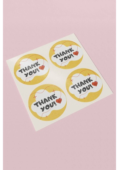 Bulutlu Kalpli Thank You Sticker 3x3cm St2202 Çok Renkli