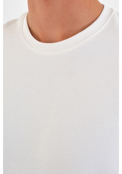 Blank Unisex Oversize Geniş Kesim Tişört %100 Pamuk Kalın Dokulu Bisiklet Yaka T-shirt Beyaz