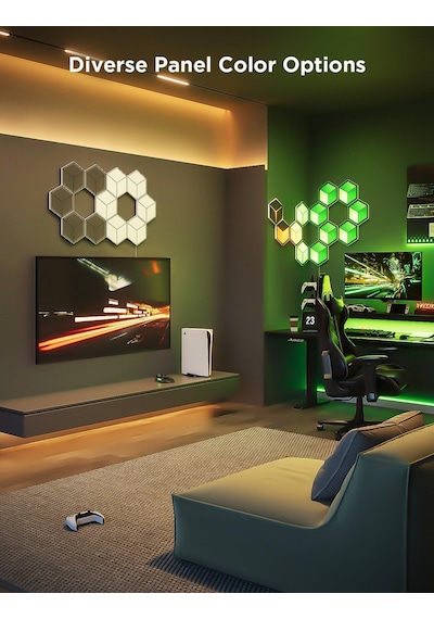Glide Hexa Ultra Led Gaming Duvar Aydınlatma Panelleri 7'li &