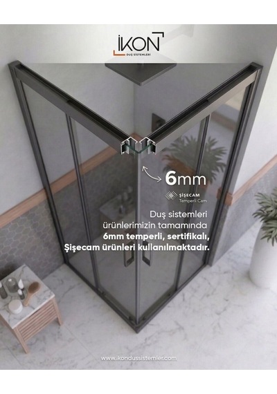 Krom Şeffaf Cam Yan Panel / Separatör Gümüş Metalik