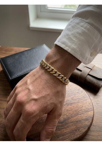 Erkek 12 Mm Çelik Bileklik Gold