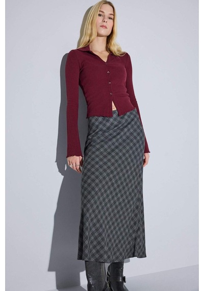 Defacto Fitted Polo Yaka Fitilli Kaşkorse Hırka G3057ax25wnbr98 Bordo-br98