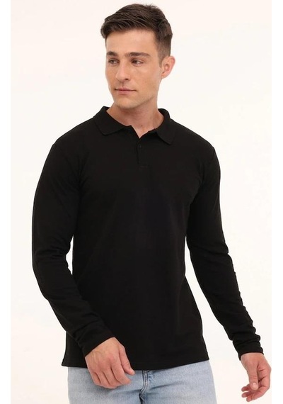 Kinetix Sn329 Uzun Kol Polo 5pr Erkek Sweatshırt Siyah