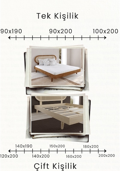 Padova Hazeran Başlıklı Masif Ahşap Karyola Ceviz 100x200