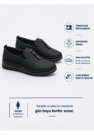 Homiro Kadın Nefes Alan Hafif Loafer Bej Siyah Homiro Kadın Nefes Alan Hafif Loafer Bej Siyah