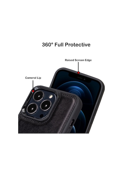 Apple Uyumlu iPhone Bouletta 15 Pro Max Deri Arka Kapak Rst1 Siyah