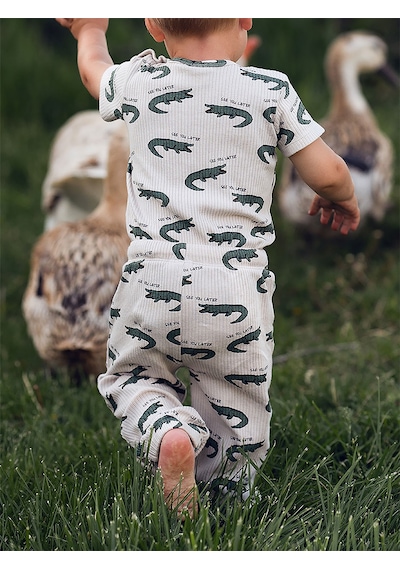 Antebies Timsah Kısa Kollu Body Pantolon Set renkli