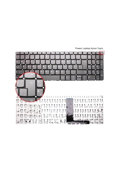 Lenovo Ideapad L340-17apı 81ly Klavye Füme Renk Tuş Takımı