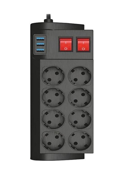 4000w, 16a, Akım Korumalı Priz 8xpriz, 3xusb, 2mt Kablo, Çoklayıcı Diğer