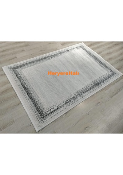 Quka Halı Istanbul Siyah Gri %100 Akrilik 160x230 Cm Modern Bordürlü Halı Siyah - Gri