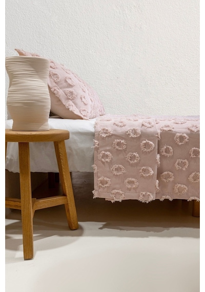 Koza Home Sitra Pudra Çift Kişilik Püsküllü Yatak Örtüsü 230x250 2 Yastık 5 Pudra