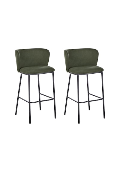 Mına 2'li Bar Sandalyesi Seti, 73 Cm Oturum, Ayak Destekli, Modern Tasarım Yeşil Mına 2'li Bar Sandalyesi Seti, 73 Cm Oturum, Ayak Destekli, Modern Tasarım Yeşil