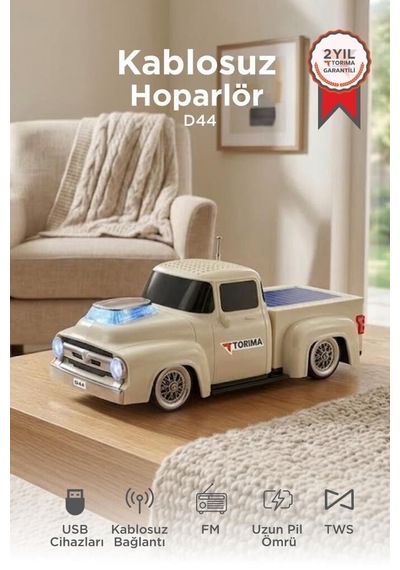 Premium Bluetooth Hoparlör D44 Bej Çocuk Tasarım Ürün Seyahat
