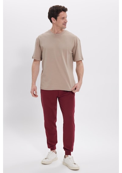 Tudors Erkek Regular Fit Klasik Kesim Beli Bağcıklı Jogger Cepli Lastikli Paça Bordo Eşofman Altı-41766 Bordo