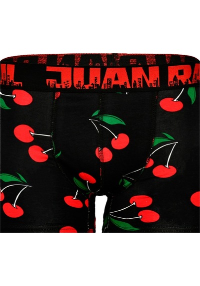 Munivy Juan Raul Kiraz Desenli Siyah Rahat Erkek Boxer