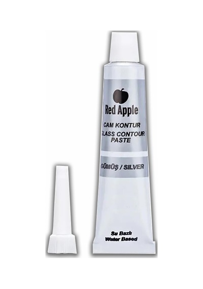 Kontür Boyası 20 Ml 1 Adet Red Apple Cam Vitray Boyası Kontur Boyası Ana Hatları Çizme Sanatsal Hobi Gümüş