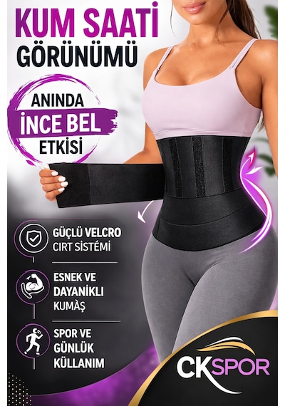 Sharpener Tummy Wrap Bel Korsesi 4 Mt Ayarlanabilir Bel İncelten, Ve Sıkılaştırıcı Waist Trainer Siyah
