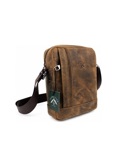 Alphaclub Bag Erkek Crazy Bej Hakiki Deri Postacı El Ve Omuz Çantası Orta Boy Model 002