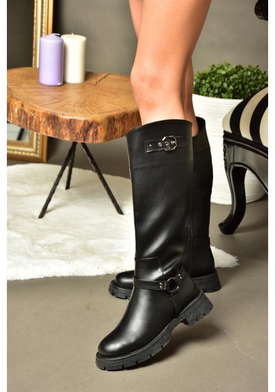Fox Shoes R518296309 Siyah Fermuarlı Kadın Çizme Siyah