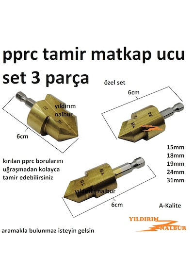 Matkap Ucu Set 3 Lü Pprc Tamir Seri Plastik Boru Tamir Delme Seti