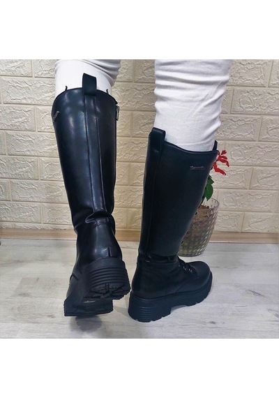 Pierre Cardin 52444 Siyah Fermuarlı Bağacaklı 41cm Bayan Çizme 001
