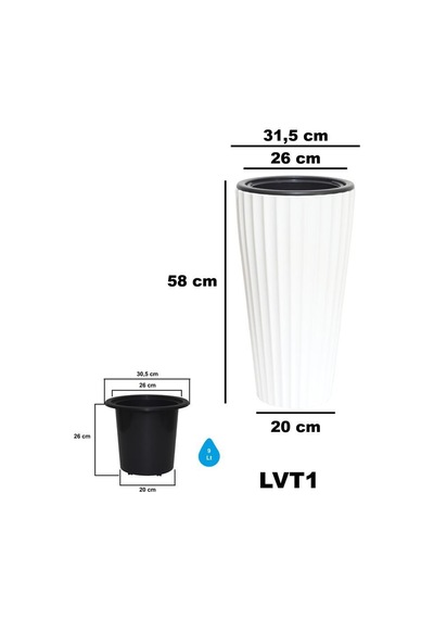 Omnipazar So-lvt1 Lilyum Vazo Saksı Takımı İç Kovalı 54 Litre No:1 Beyaz