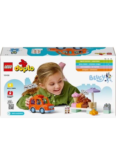 LEGO® DUPLO® Bluey: Bluey ile Dondurma Gezisi 10458 - 2 Yaş ve Üzeri Çocuklar için Araç İçeren Oyuncak Yapım Seti (22 Parça)