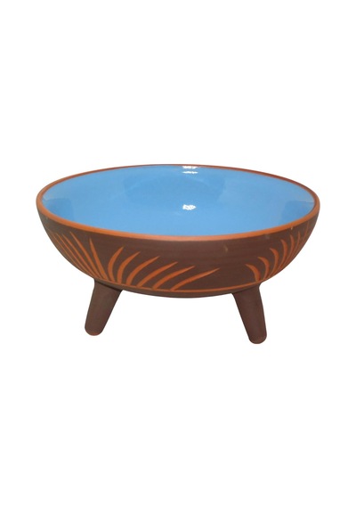 Dekoratif Sunum Kasesi, Seramik Ayaklı Sunum Kasesi, Servis Kasesi, Servis Tabağı, Kase, Tabak Boncuk Mavi, 20 Cm Sku: Smg8690010549945
