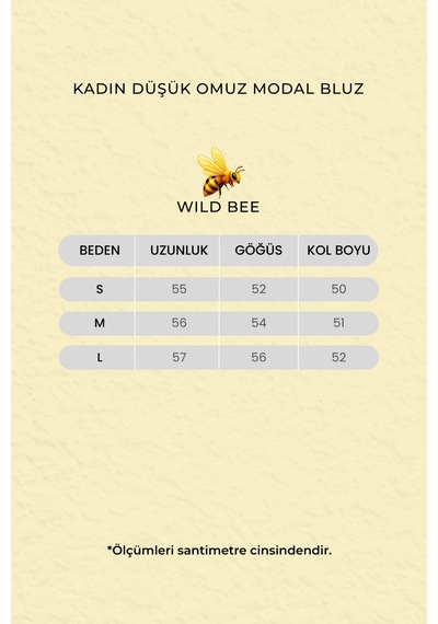Wild Bee Kadın Bej Düşük Omuz Modal Bluz