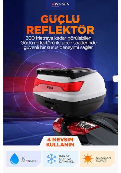 Wogen Wg41 Premium Arka Çanta 41 Litre Beyaz + Karbon Dizlik He Siyah