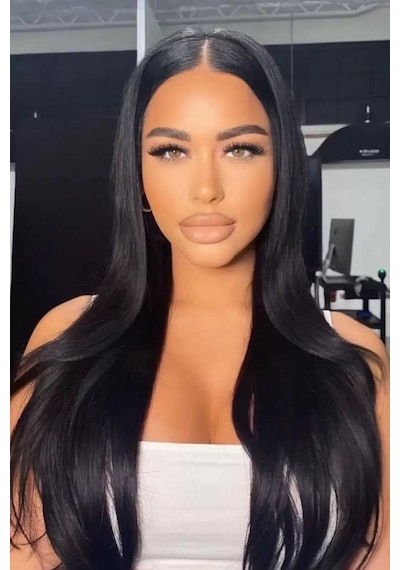 Caş Dekorasyon Isıya Dayanıklı Yarımay Çıt Çıt Saç - Ht1 - Siyah-60 Cm -düz- 110 Gr 2 Adet Yan Çıt Çıt Saç