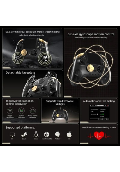 Rg G01 Akıllı Ekranlı Kablosuz Oyun Kolu Siyah- 2.5d Hd Ekran Purple Kirin Kapasitif Joystick Çift Modlu Manyetik Hall Tetik Mekanik Abxy Nabız Sensörlü Pc Switch Android İos Gamepad Rg G01 Akıllı Ekranlı Kablosuz Oyun Kolu Siyah- 2.5d Hd Ekran Purple Kirin Kapasitif Joystick Çift Modlu Manyetik Hall Tetik Mekanik Abxy Nabız Sensörlü Pc Switch Android İos Gamepad