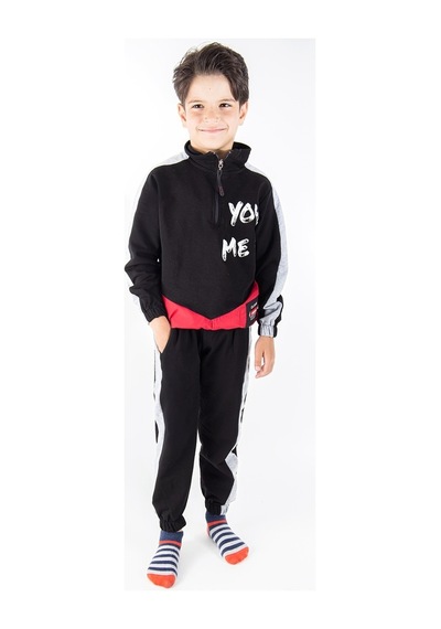 Baby&Kids Yazı Baskılı Erkek Çocuk Eşofman Takımı Siyah