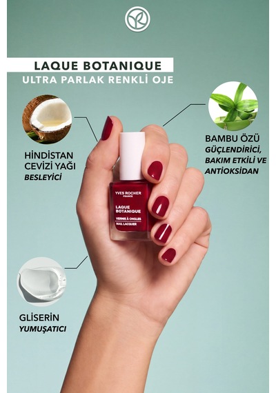 Yves Rocher Laque Botanique Ultra Parlak Renkli Vegan Oje - 33 Bordo Tırnak Dostu & Vegan