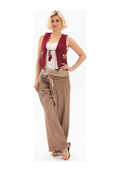 Eliş Şile Bezi Unisex Şile Bezi Balıkçı Pantolon Toprak Tprk