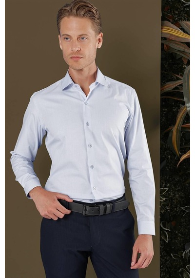Efor Gk 705 Slim Fit Mavi Klasik Gömlek Mavi