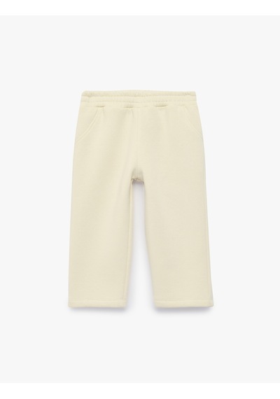 Koton Beli Lastikli Şardonlu Cepli Jogger Eşofman Altı Bej 7wmb40022tk Ekru