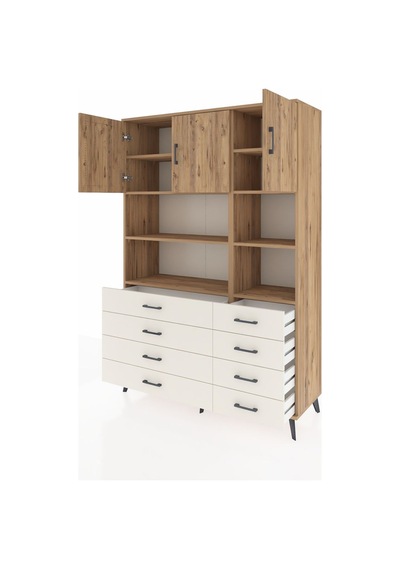 Hyperion Dolap 8 Raflı 8 Çekmeceli 3 Kapaklı 132x44x195 Çam-ç... Çam Hyperion Dolap 8 Raflı 8 Çekmeceli 3 Kapaklı 132x44x195 Çam-ç... Çam