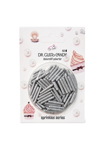 Dr. Gusto Gümüş Spagetti Çubuk Pasta Süsleme Şekeri
