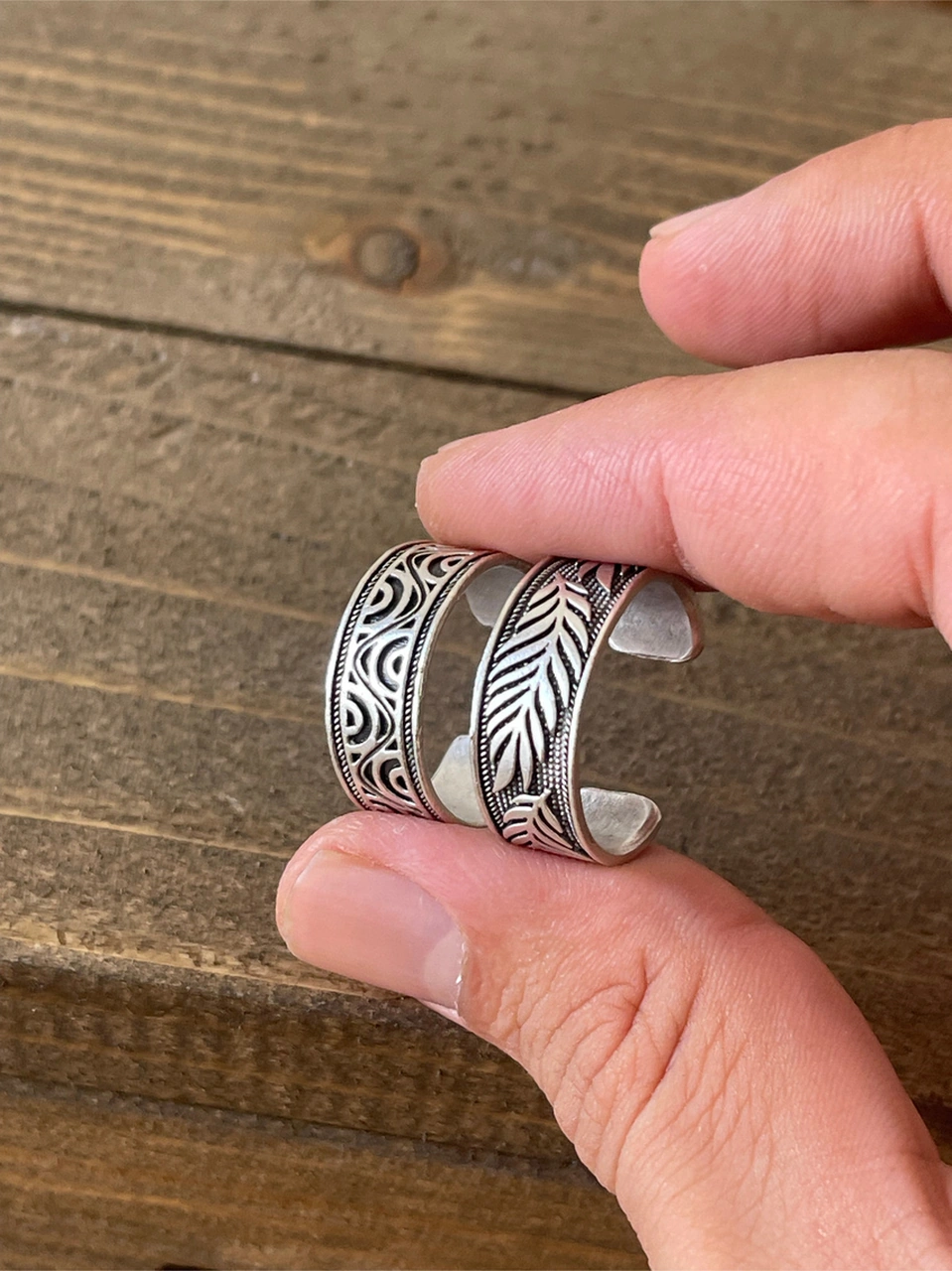Ayarlanabilir Ölçü 925 Ayar Gümüş Kaplama İşçilikli 2li Yüzük Set Gümüş - Mavi