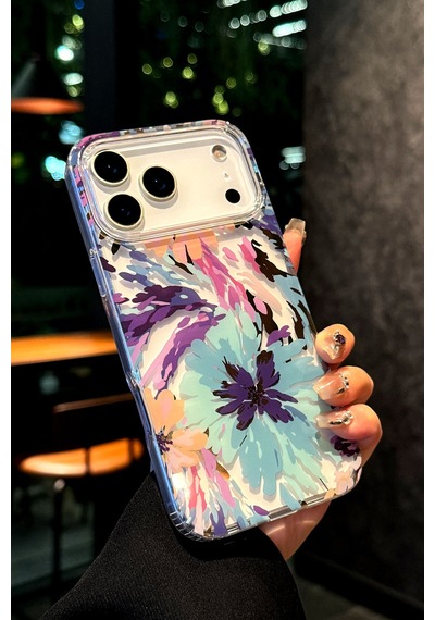 İphone 17 Pro Max Uyumlu Kılıf Solmayan Imd Baskı Desenli, Şeffaf Tpu+pc Botanik Kapak